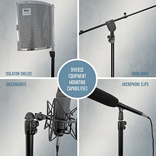 Axcessables Microphone Isolation Shield Stand Only. Single-Cast Stand 4Ft4"- 6Ft. For Thread Mount And Back Mount Vocal Isolation Shields. Mic Thread Adapters Included (Sf-Tripod) #TOP6