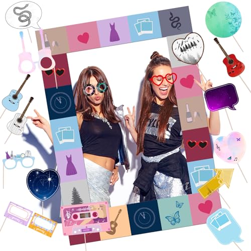 Birthday Photo Booth Props,18pcs Theme Party Decoration Music in My Era Photo Frame Supplies for Party Decoration