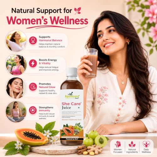 Image of Ayumcure She Care Juice for Women, 500ml | Supports Hormonal Balance, PCOS /PCOD Support & Regular Menstrual Cycles | With Ashok Chaal, Papaya Leaf, Daru Haldi, Bel Ka Fal, Amla, Giloy & Herbs | No Added Sugar