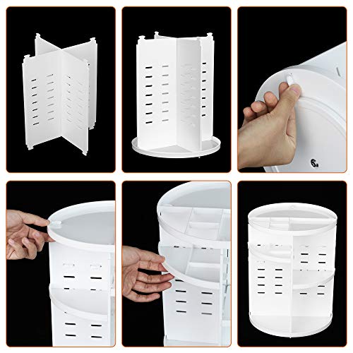 Image of COYAHO 360 Rotating Makeup Organizer, Spinning Countertop, Cosmetic Holder Shelf, Make Up Organizer for Bedroom, White