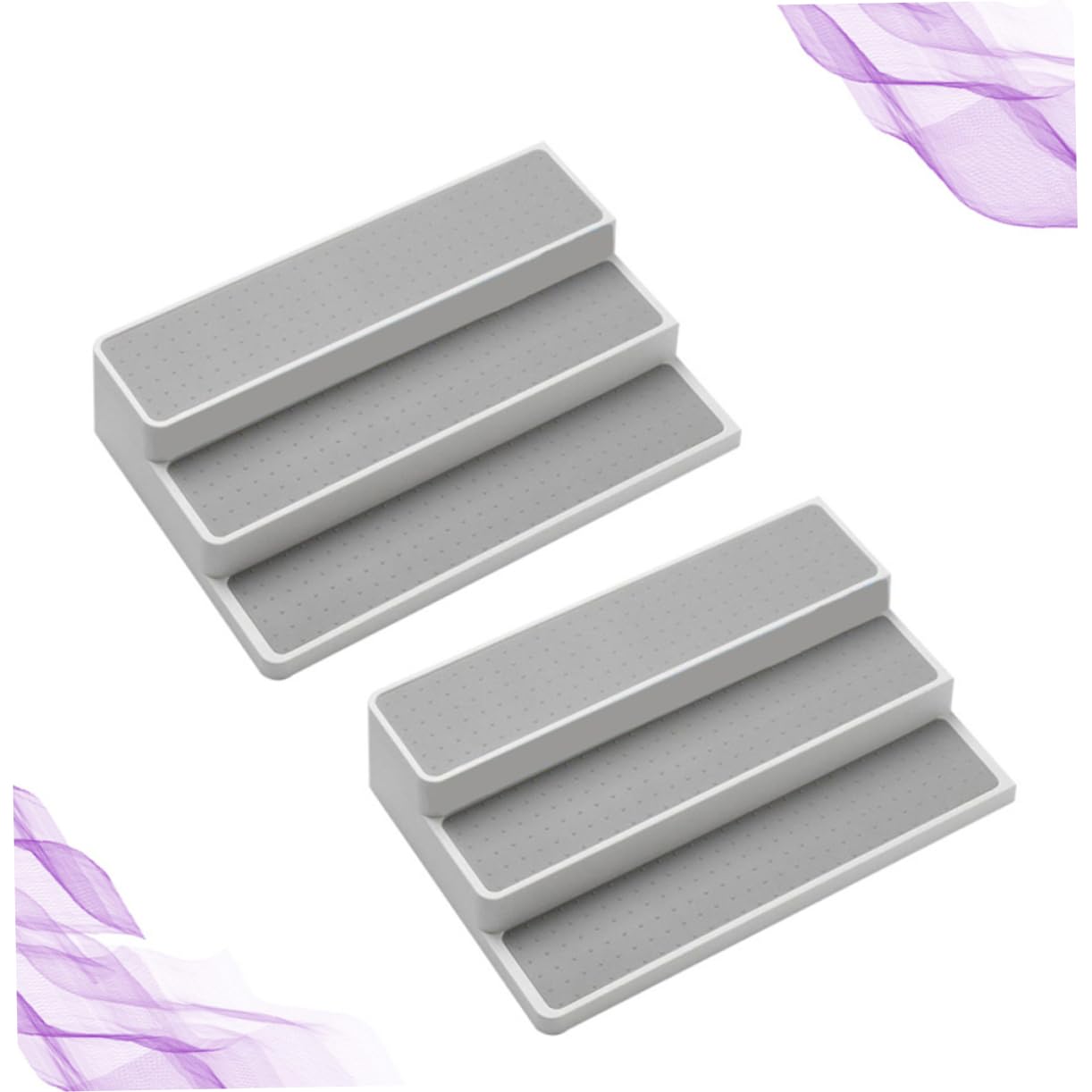 Étagère à Épices à 3 Niveaux en Pp, Lot de 2 pour Rangement la Cuisine | Organisateur de Placard, Adapté aux Grains et Savons, Usage la Cuisine ou Garde-manger
