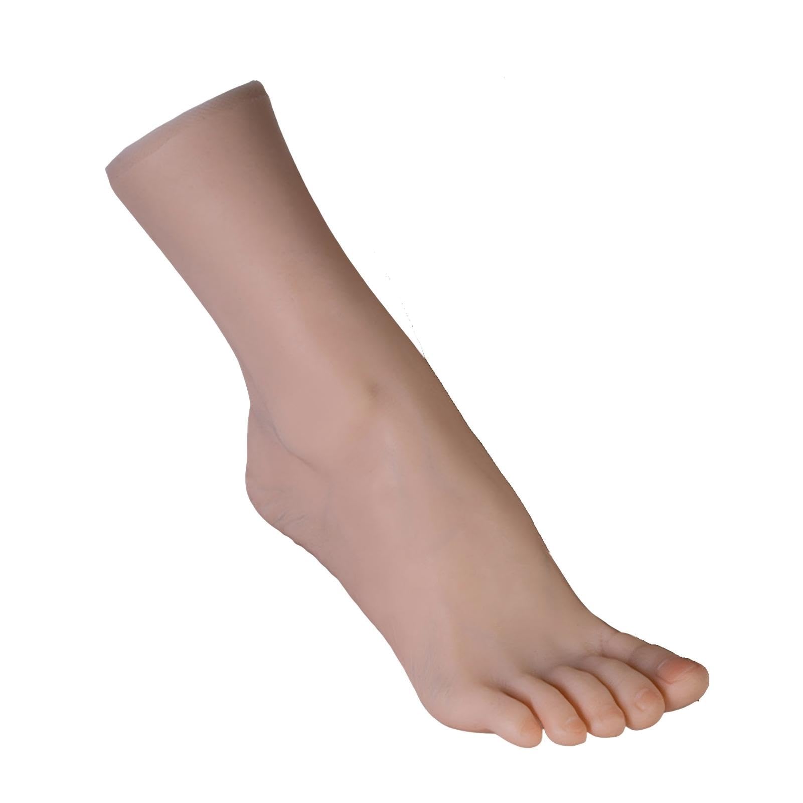 Mannequin de Pied féminin TPE/Silicone, Faux Nail Art, Accessoires Pieds réalistes, Chaussures, Affichage Bijoux, 22.5CM Chaussure Chaussette Bijoux(Built-in Bone,Silicone,Left)