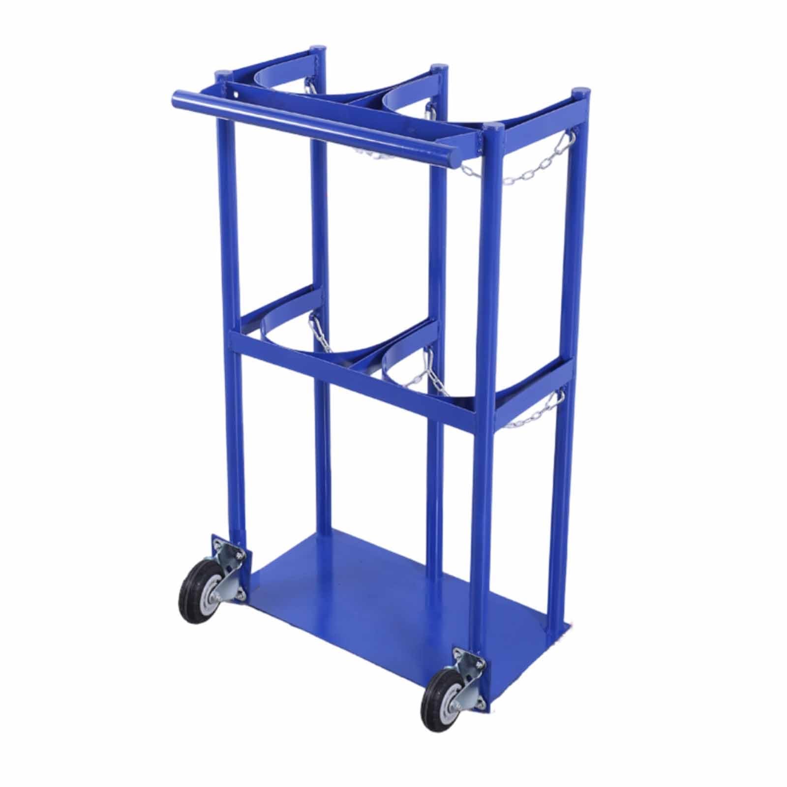 SWENEEN Oxygen Tank Holder Portable Cart Dolly,Heavy-Duty Steel Gas Cylinder Stand Trolley With Protective Chain For Hospital And Laboratory,Holds 2 Bottles,65x30x100cm