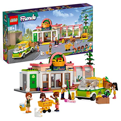 LEGO Friends 41729 L’Épicerie Biologique, Jouet Supermarché pour Filles et Garçons Dès 8 Ans, Jeu avec Camion & 4 Mini-Poupées pour Noël, Personnages...