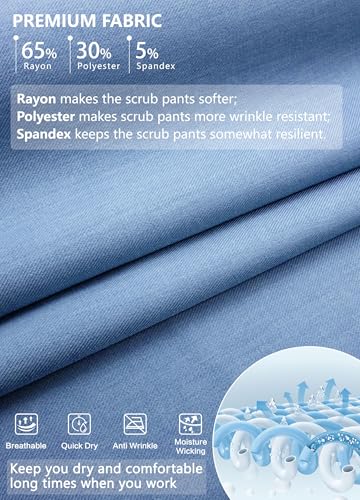 Image of MIVEI High Waisted Jogger Style Scrub Pants for Women - 8 Pockets Medical Bottoms Tapered Yoga Waistband Ribbed Ankle Cuffs