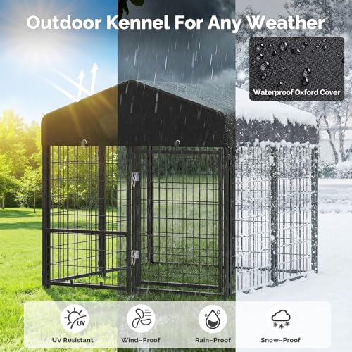 image for Sino Luban 4x4x4.6FT Dog Kennel Outdoor, Dog Run Enclosure Outside Dog