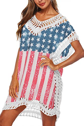 Image of Adisputent Womens Swimsuits Cover Ups Crochet Chiffon Beach Cover Bathing Suit Bikini Wear Coverups Dress