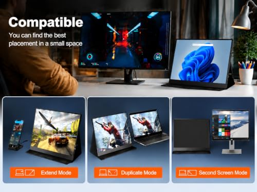ZSCMALLS Portable Monitor 17.3 Inch 144Hz 1080P FHD Gaming Monitor USB-C HDMI Computer Display HDR IPS Laptop Screen Extender with Smart Cover/Speakers for Laptop PC Mac Phone PS3 4/5 Xbox - image 7