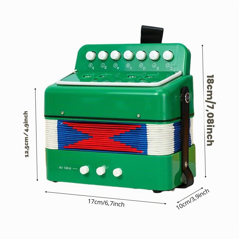 Btuty Akkordeon 7 Tasten 2 Bass Musikinstrument ABS Material für Anfänger Knopfakkordeon Leichte Hand-Augen-Koordination Leistung auf der Bühne (roheline)