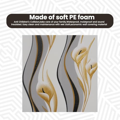 Image of DRONTER 3D Self-Adhesive Brick Wallpaper - PE Foam Wall Panels for Home, Bedroom, Living Room, and Cafe Decor | Easy Peel & Stick DIY Wall Stickers (Wavy Grey)