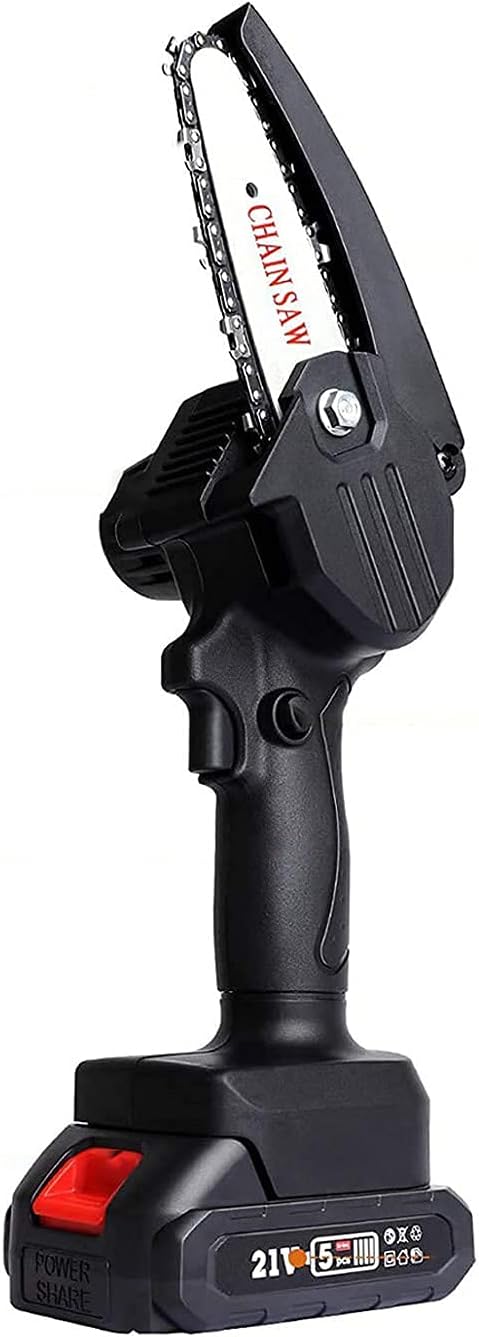 Mini Electric Chainsaw Cordless 4-Inch, 21v Handheld Portable Battery Powered Chain Saws with 4500mAH Lithium Battery for Tree Branch Wood Cutting