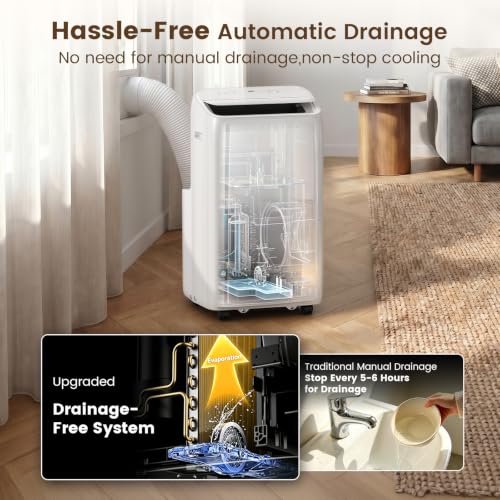 Image of Electactic Inverter Portable Air Conditioners with Dual Motor, 14000BTU ASHRAE Portable AC with Drainage-free Cooling, 6-In-1 Portable AC Unit for Rooms Indoor