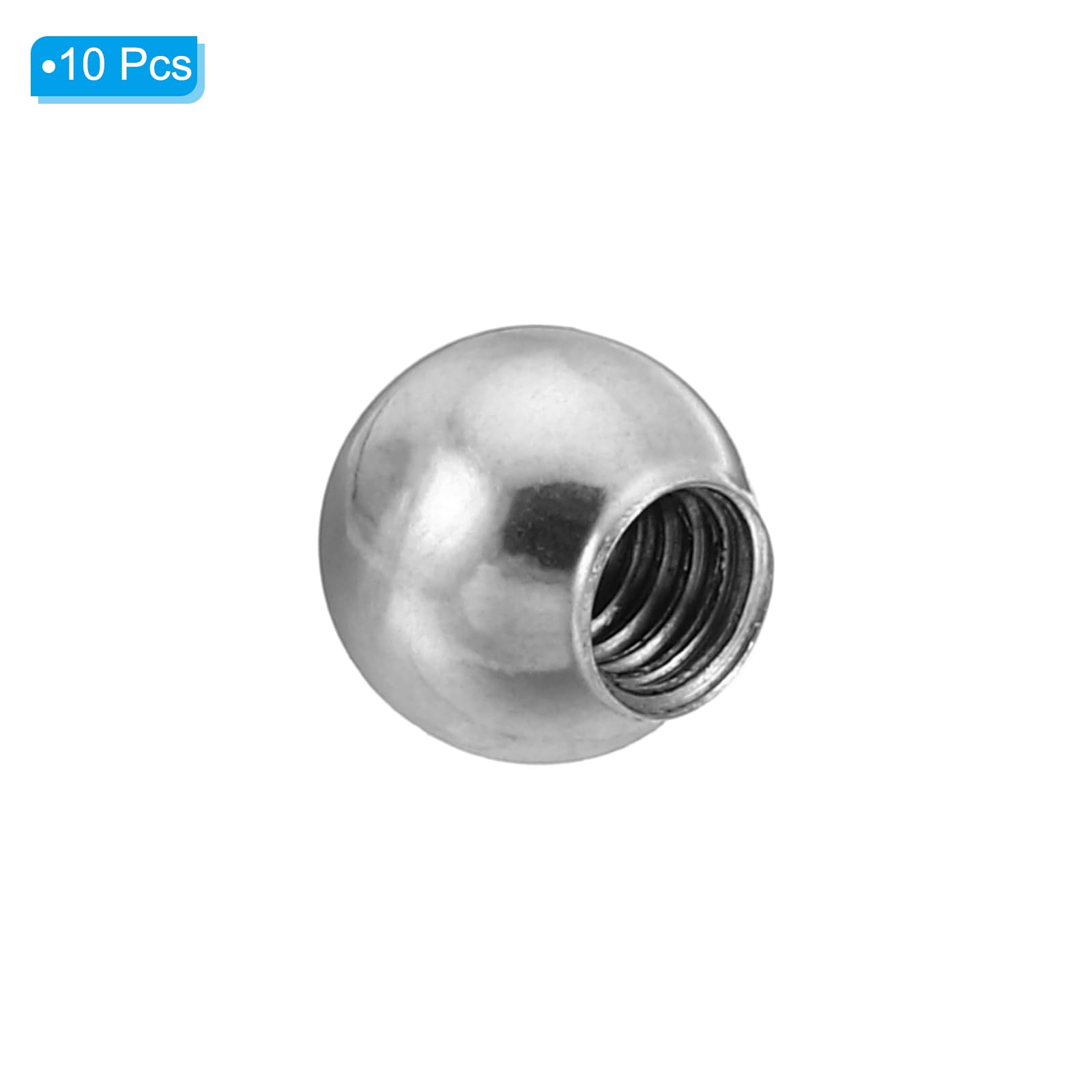 PATIKIL Dadi Manopola, 10pz M4 Femmina Filettatura 8mm OD 304 Inossidabile Acciaio Tondo Sfera Vite Cappuccio Coperchio per Illuminazione Mobili Fai-da-Te Decorazione, Argento