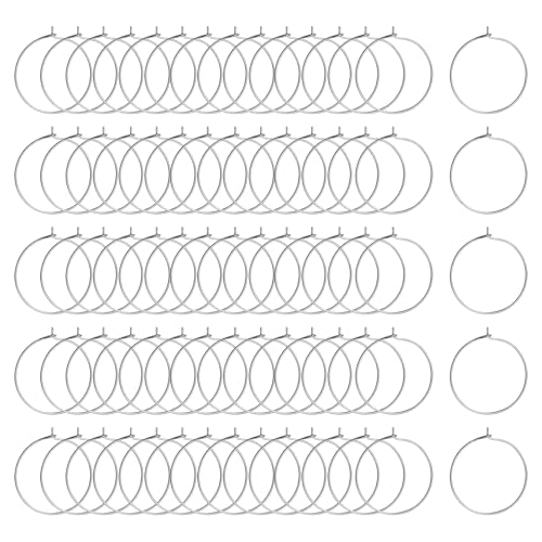 GETRICH 200 Pezzi Argento Segnabicchieri per Calici 25mm Segna Bicchieri Calici, Segnabicchieri Ciondoli per Bicchieri di Vino Segna Bicchieri per Bicchiere da Champagne Bicchiere da Cocktail