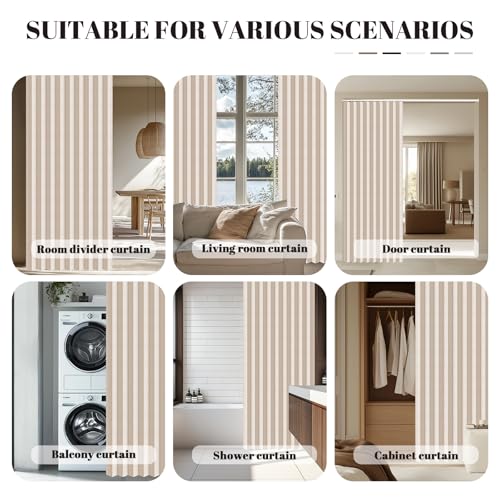 Image of AJAZZ Blackout Accordion Door with Curtain Rods Adjustable 28-39 inch Long Invisible Sliding Glass Door Curtain for Bedroom Living Room Doorway Curtain Sets (1 Pack, 44 W x 78 L, Cream Yellow)