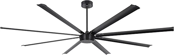 Ohniyou 96'' Large Industrial Ceiling Fan - DC Motor Shop Ceiling Fan with Remote Control Commercial Ceiling Fan for Warehouse Garage Gym, Black No Light