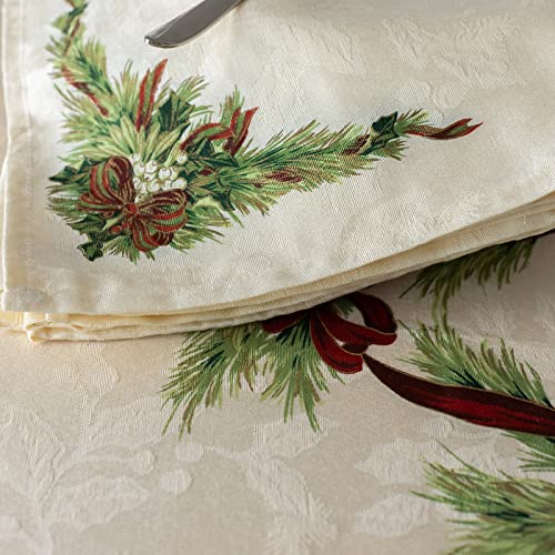 Benson Mills Christmas Ribbons Engineered Printed Fabric Cloth Napkins for Christmas, Winter, and Holiday Tablecloths (19" X 19" Napkins Set of 4, Xmas Ribbons) - Image 3