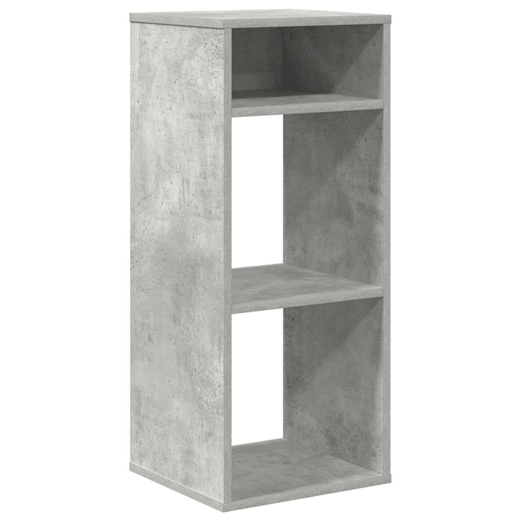 Libreria in legno grigio cemento, 34 x 31 x 80 cm | Scaffale sottile per camera da letto e soggiorno. Pratico ripiano per piante, foto e oggetti decorativi.