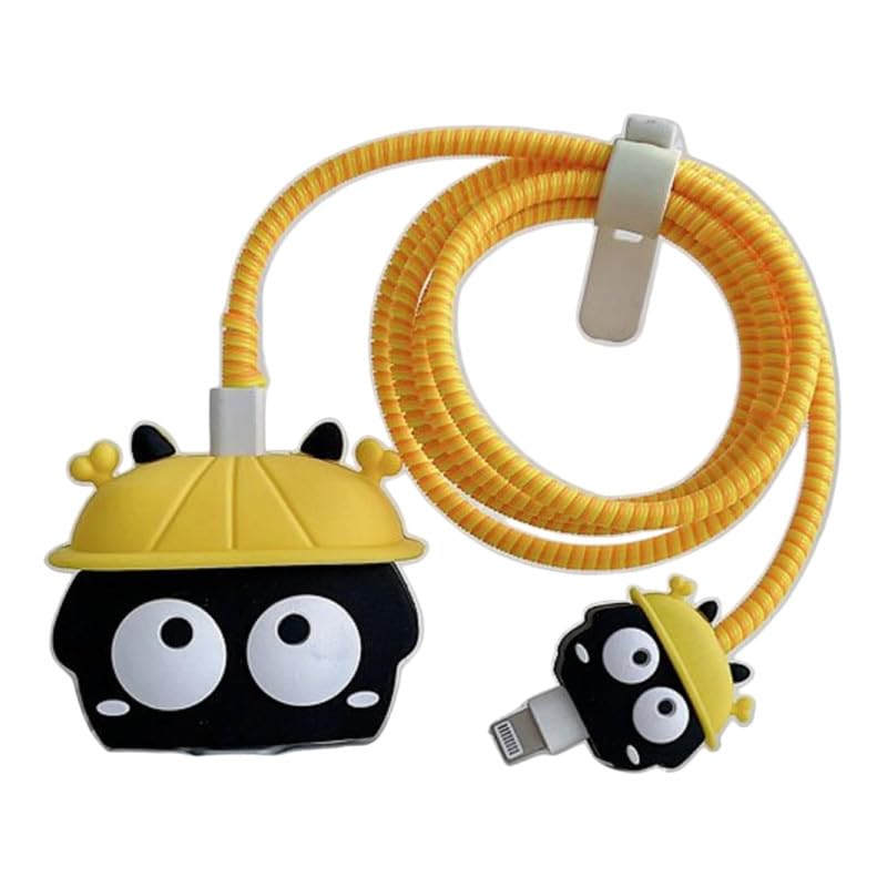 Image of DIVERTS Charger Case Cover 360 Degree Full Protection Cover Funny Cartoon Character Compatible for iPhone 18-20W Silicone Protective Charger Cover Cable Protector (Eyes Design)