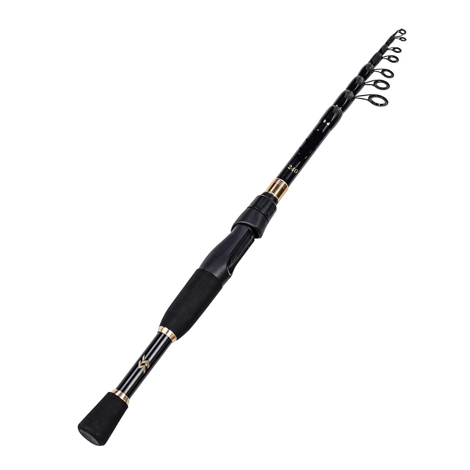 RAHBI 1.8-2.4m wędka teleskopowa Ultralight Spinning/wędka castingowa wędka z włókna węglowego do szczupaka basowego leisurely (Color : Spinning Black, Size : 2.4 m)