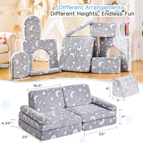 IFNOW Star Modular Kids Play Couch for Toddlers 1-3,10 PC Gl...