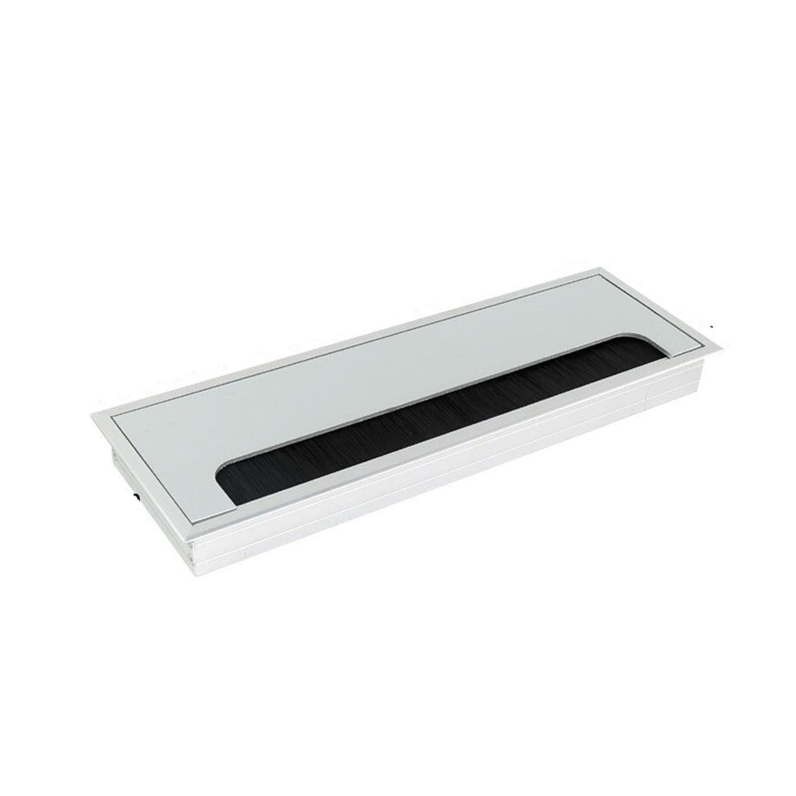 Cable cuadrado de aleación de aluminio para escritorio con cepillo negro, 1 funda de puerto de cable a presión para mesa de ordenador, cubierta de agujeros de gestión de cables (plata 100 x 400 mm)