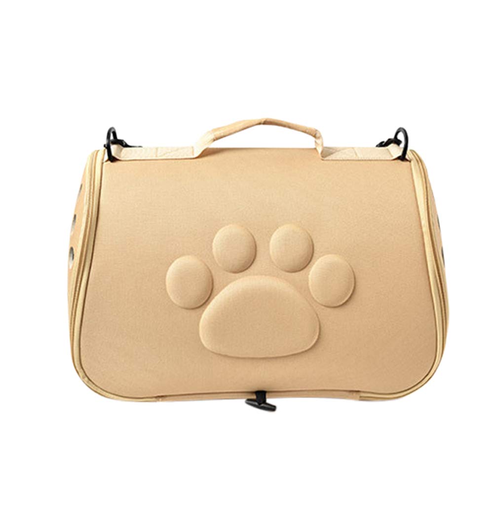 Trasportino a tracolla per animali domestici, portatile, per gatti, borsa da viaggio traspirante per cani (M, champagne)