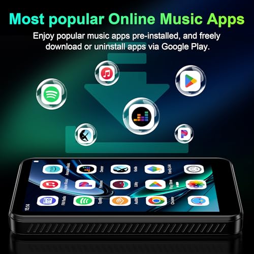 Image of SWOFY MP3 Player with Bluetooth and WiFi,D08 32GB MP3 MP4 Player 4.0 Inch Touchscreen,Android 13 OS Music Player with Spotify,Pandora, Audible, Amazon Music, Play Store, FM Radio Black
