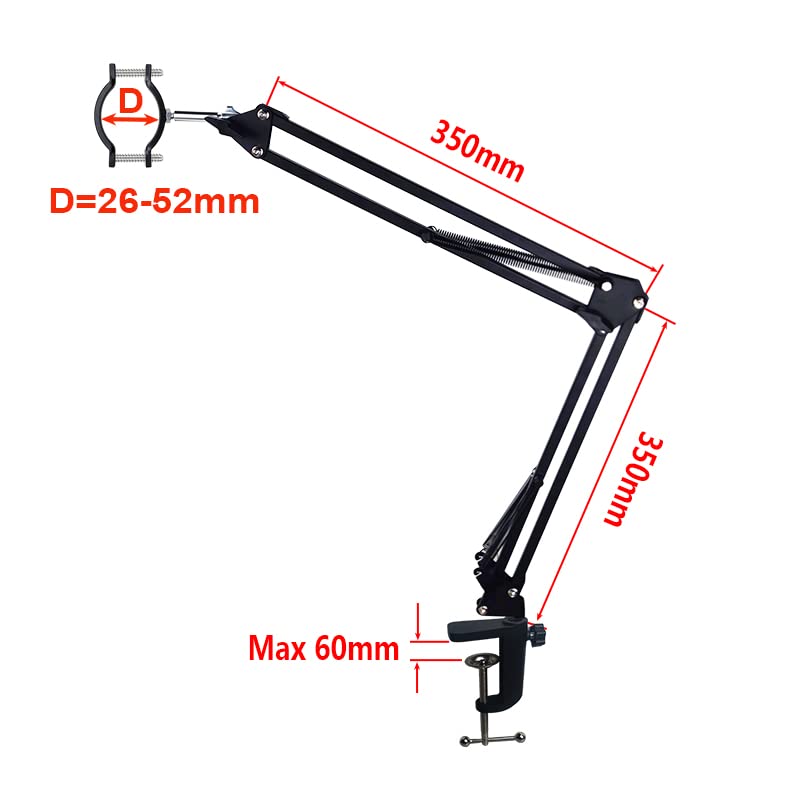 Image of Microscope Articulated Arm Stand Ring Light Set, 64 LED Ring Light C Mount Lens Holder 26mm-52mm Adjustable Clamp, HDMI USB Camera Lens Electronic Soldering Repairing Stand (Microscope Stand)