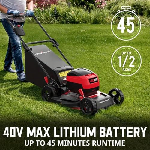 Image of 40V Cordless Lawn Mower 17 inch Walk Behind Mower, 3-in-1 Brushless Push Electric Lawn Mower with 4.0Ah Battery & Charge, 46L Grass Bag, 6 Adjustable Cutting Heights, for Garden /Patio /Yard /Lawn