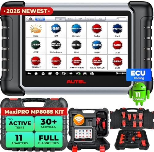 Autel Scanner MaxiPRO MP808S KIT - 2026 Bidirectional Scan Tool, 2-Year Update, PRO ECU Coding as MP900-BT KIT MP900, Lite Ver. of MaxiSYS MS906 PRO, Reflash Hidden, VAG Guide, 11OBD Cable, 30+Resets