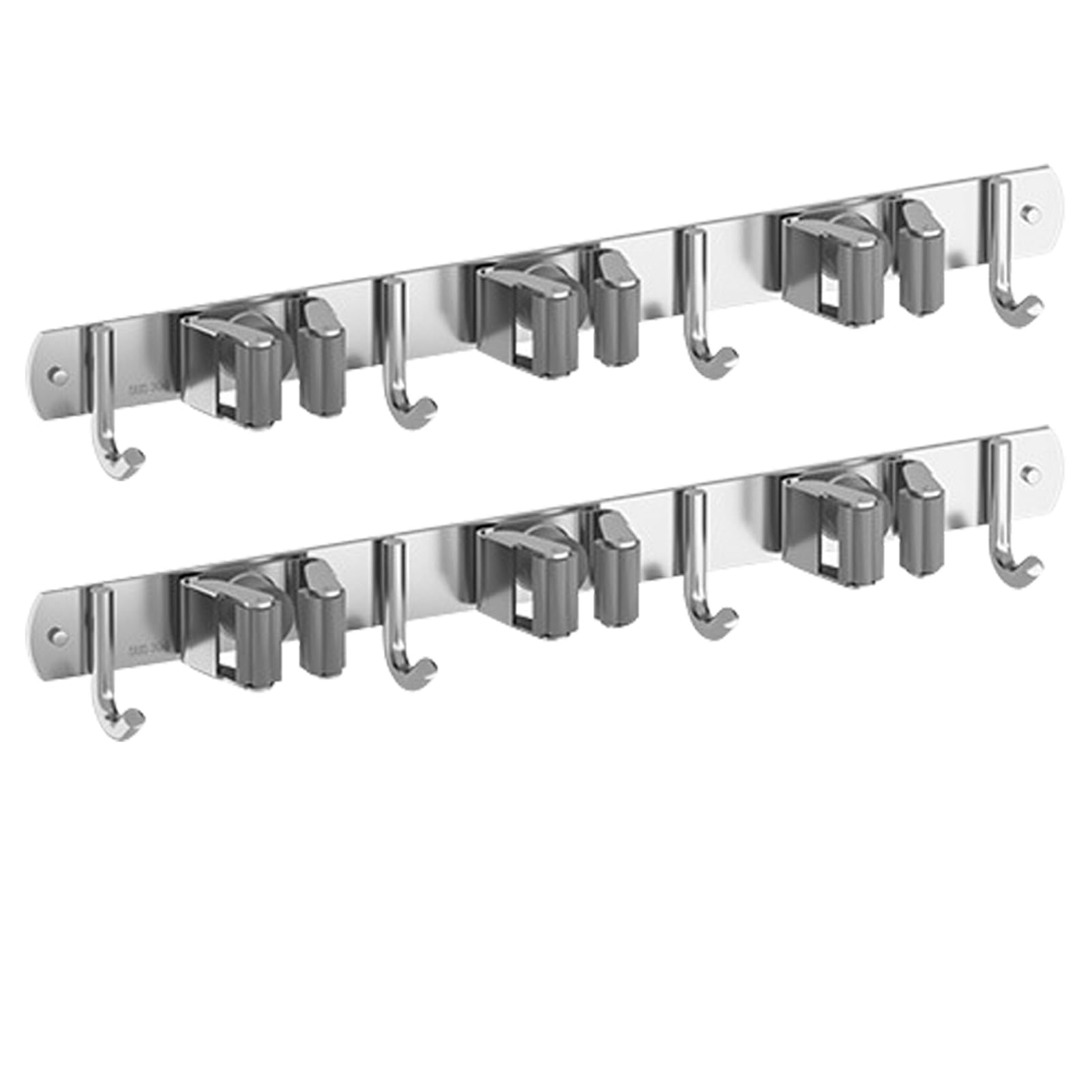Organizador de Suspensión de Fregona de Montaje en Pared, Soporte Multiusos para Escoba, Tira de Silicona, Diseño Antideslizante para Escoba, Fregona, Recogedor, Gris, 15,0x1,2 Pulgadas