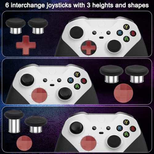 Image of 17 in 1 Red Thumbsticks Replacements Accessories Kit Compatible with Xbox One Elite Series 2 Controller, Red Metal Thumbsticks with 6 Swap Joysticks, 2 D-Pads, 3 Screwdrivers, 4 Paddles, 1 Tool and 1 Bag