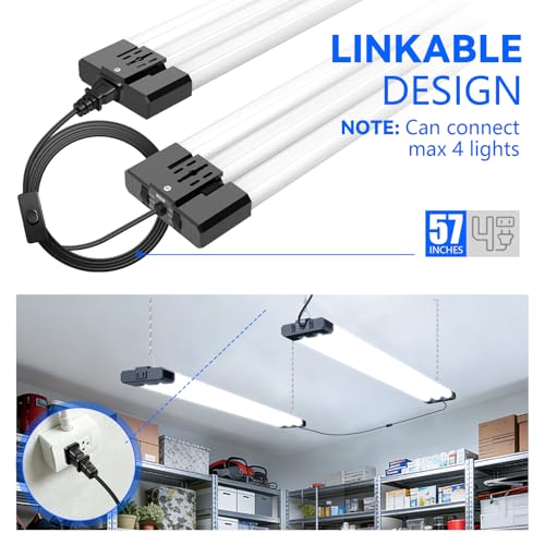 Image of JESLED LED Shop Lights 4FT, 3CCT Selectable 4000K /5000K /6500K, Adjustable 30W /40W /50W, 7500LM Super Bright (300W Equivalent), Linkable Utility Light for Garage, Ceiling or Hanging Mount, ETL, 2 Pack