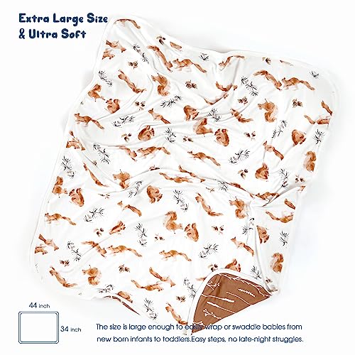 Image of GRSSDER Reversible Baby Blankets Super Soft Jersey Knit Swaddle Blanket for Baby Girls and Boys, Stretchy Breathable Receiving Blankets 34 x 44 Extra Large for Baby Swaddling