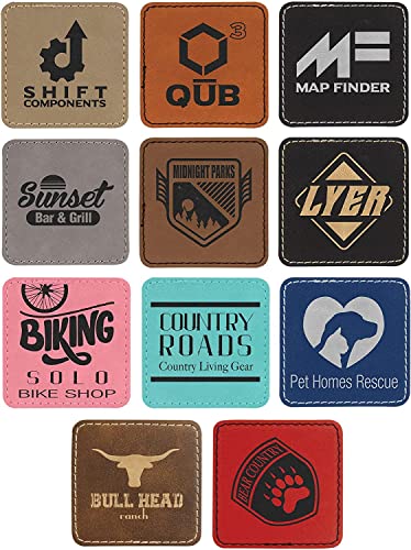 120Pcs Laserable Print Leatherette Patch With Adhesive Custom Hot Press Iron Sew Fabric Repair Blank Garment Jackert Hat Patch Pu Faux Leather Patch Label Glowforge Laser Supplies Co2 Laser Supply #TOP4