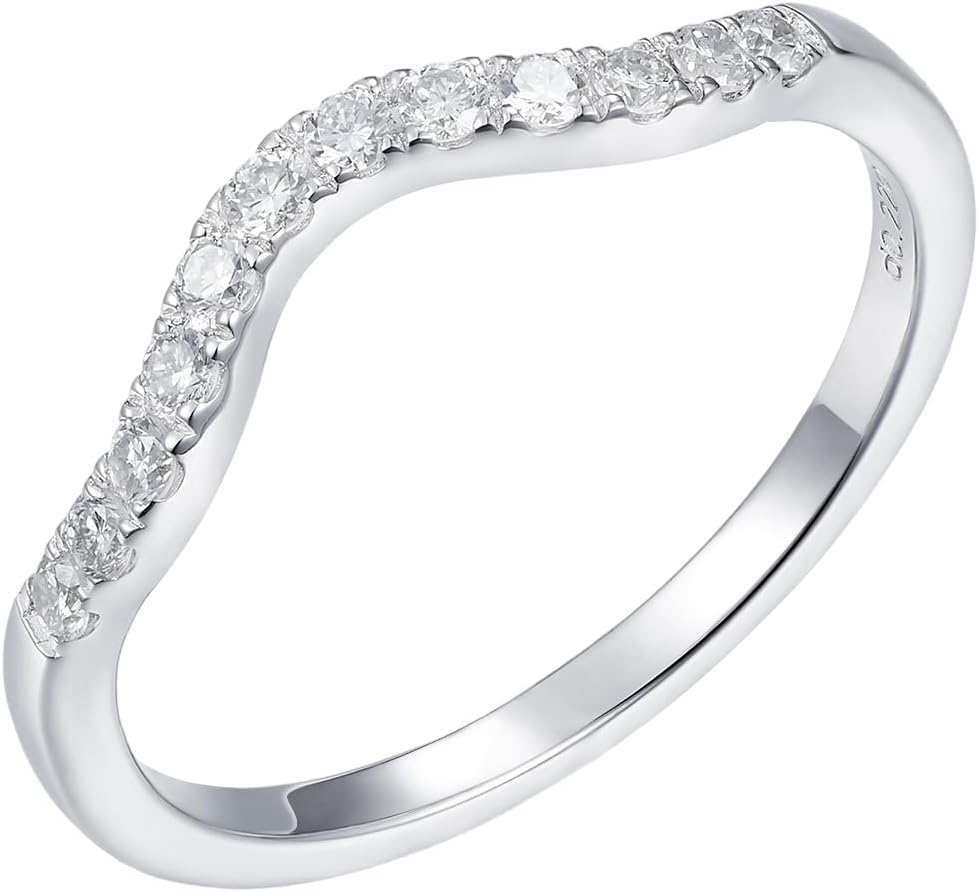 Lab Grown Diamond Curved Stackable Wedding Band 14K Gold Plated