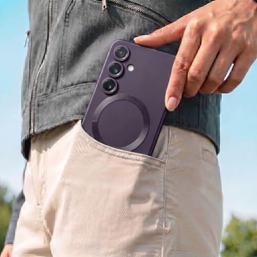 Image of amazon basics Premium Mag-Safe Case for Samsung Galaxy A14 4G / A14 5G | Shockproof & Anti-Scratch Cover | Soft Silicone with Wireless Charging | Camera Lens Guard - Purple