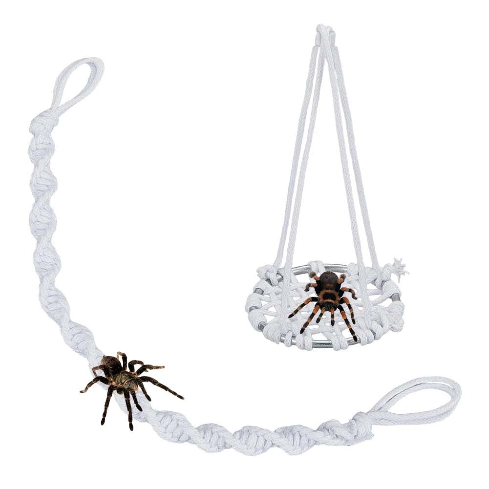 OLYCRAFT 2 Pack Jumping Spider Rope Bridge Swings Handmade Braided Jumping Spider Accessories Jumpings Spiders Climbing Rope Pet Spiders Enclosure Decor for Invertebrates Small Reptile Terrarium