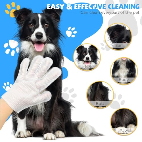 Image of Pet Glove Wipes for Dogs & Cats | Soft Non-Woven Gloves for Paws, Ears, Eyes & Body - Gentle Grooming Wipes | Safe & Hypoallergenic Daily Care (6 pcs)
