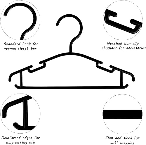 Miniatura 4 de Perchas para niños, perchas de plástico para niños, perchas rosas para bebés y niñas a granel (paquete de 20)