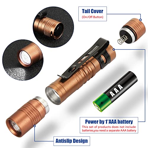 20 Pcs Mini Pen Light Flashlights, Pocket Flashlights Pen For Nurses With Clip Small Led Handheld Slim Torches For Outdoor Without Aaa Battery (Brown,3.54 Inch) #TOP4