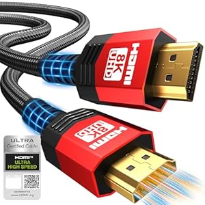 Cable HDMI 2.1 certificado 8K de 10 pies, cable trenzado de ultra alta velocidad de 48 Gbps, compatible con 10K 8K @100Hz 4K @120Hz/144Hz DTS:X HDCP 2.2 y 2.3 eARC HDR10 VRR compatible