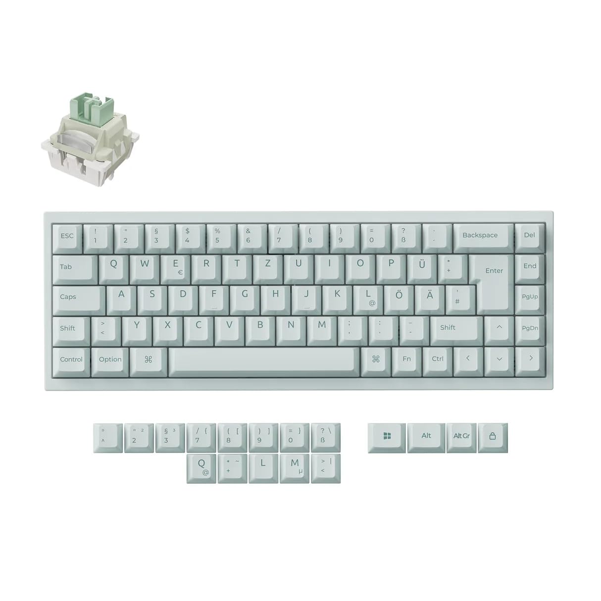 Keychron Q16 HE Kabelgebundene Magnettastatur, 8000 Hz Polling-Rate, Keramikmaterial, 65% ISO-DE-Layout, RGB, Gaming-Tastatur für Mac, Windows und Linux, Rapid-Trigger-Lime-Schalter