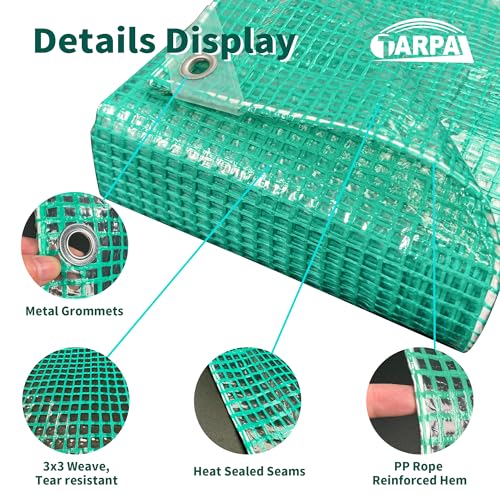 Image of TARPAL 7'x10' Clear Green Tarp Heavy Duty Waterproof 12mil with Grommets