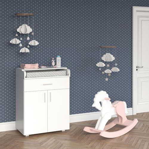 Vicco Wickelkommode Lena, Wickelaufsatz für die Kommode, Weiß, 75 x 100 cm