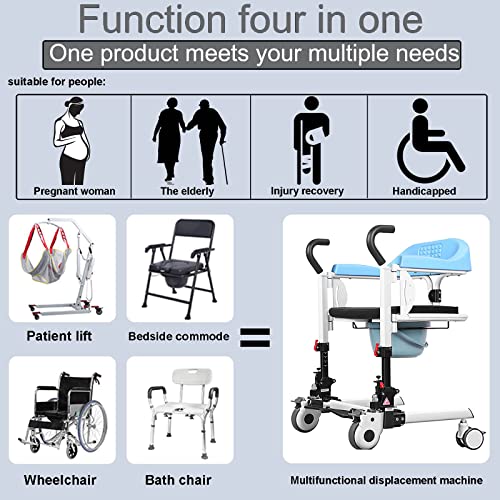 Cadeira De TransferêNcia De Paciente 4 Em 1, Abertura E Fechamento De 180 ° / Altura AjustáVel, Ferr