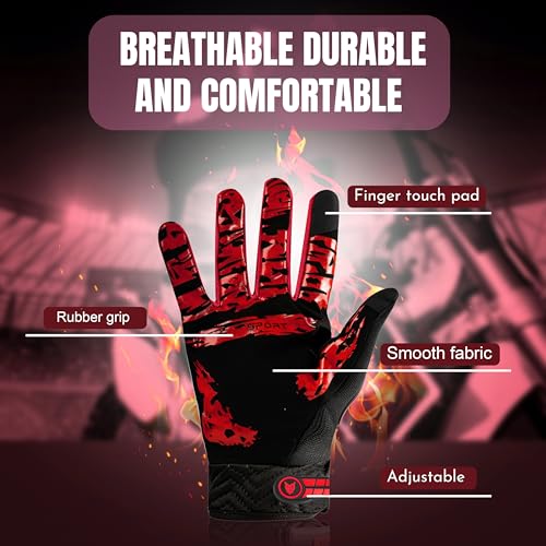 Image of BADOWL Carbon Fiber PVC Knuckle Protection Riding Gloves | Touchscreen Sports Gloves with Anti-Slip Grip | Breathable, All-Weather, (RED, L)