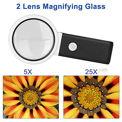 2 Pack Illuminated Jewelers Loupe, 30X 60X 90X Portable Eye Loupe Magnifier Lighted Magnifying Glass With Light And Stand, 25X 5X Handheld Standing Led Illuminated Magnifier For Jewelry Coins Gems #TOP5