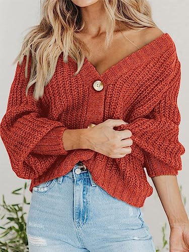 Image of PRETTYGARDEN Women's Chunky Knit Open Front Sweater Long Sleeve Button Loose Short Cardigan Outerwear Coats